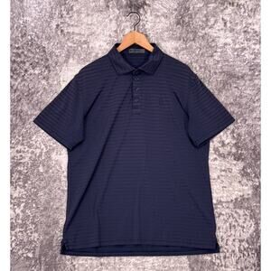 G/FORE Polo Shirt Large Mens Midnight Blue Striped Performance Golf